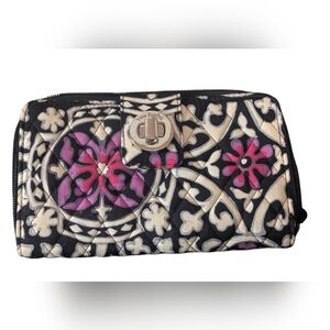 Vera Bradley Black and Pink Patterned Clutch